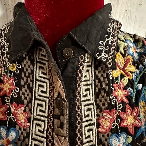 Johnny Was Dress Duster Cover up dark brown embroidered - Picture 15 of 16